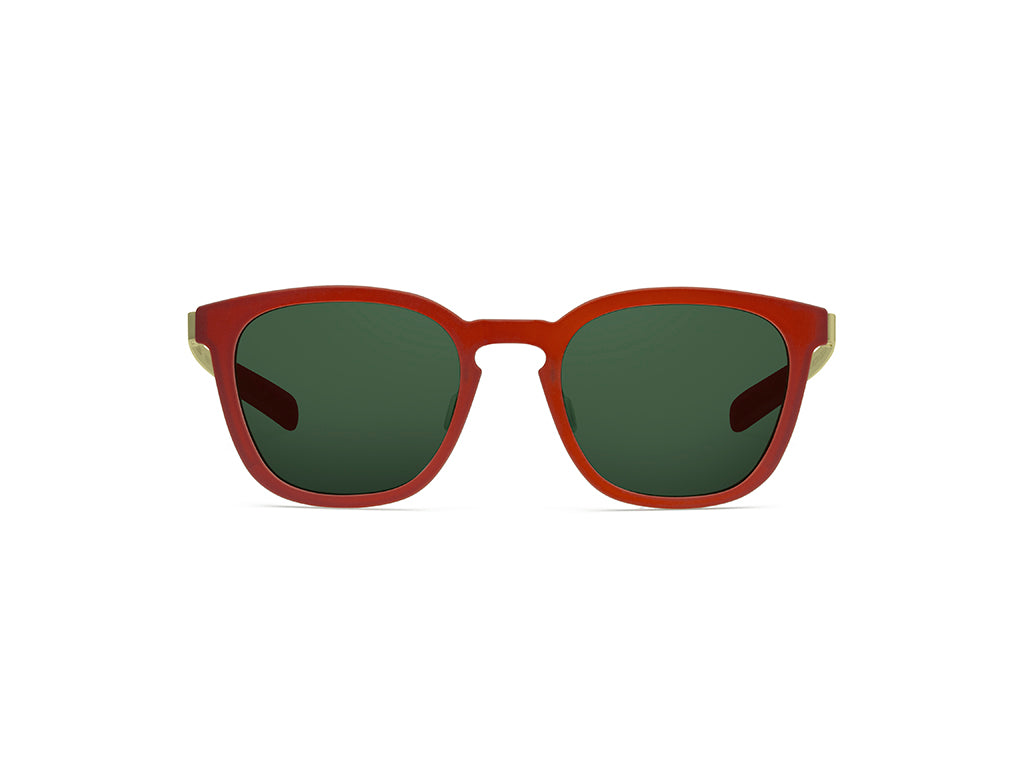 Dettaglio MyCity Panthos Rosso Oro Lente Verde frontale