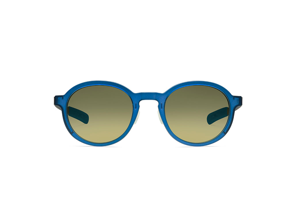Dettaglio MyCity Arrotondato Blu Rutenio Lente Verde Sfumata frontale