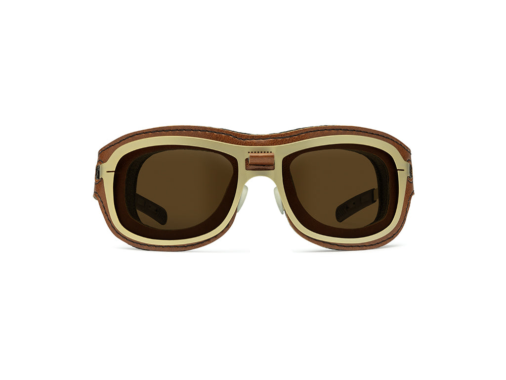 Dettaglio Special Custom Oro Lente Marrone mascherina Cognac frontale