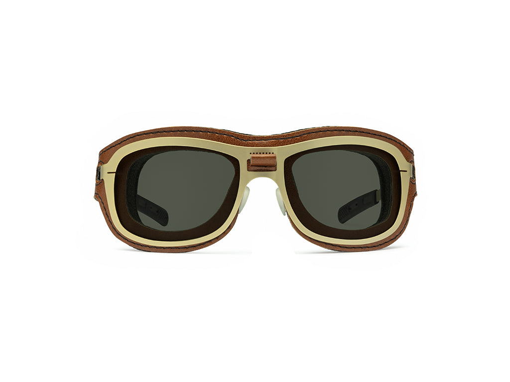 Dettaglio Special Custom Oro Lente Fumo mascherina Cognac frontale