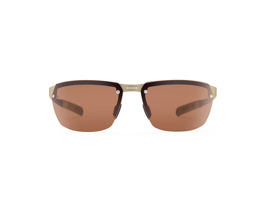 Dettaglio Aero Play Oro Lente Marrone frontale