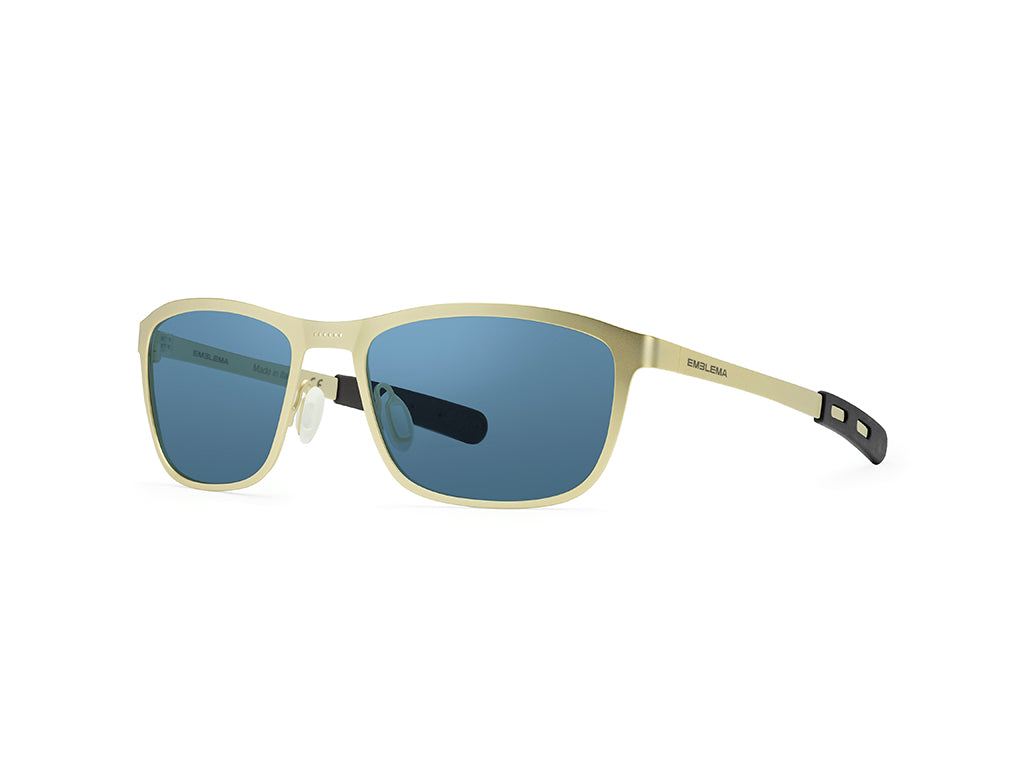 Dettaglio Atom Oro Lente Blu laterale