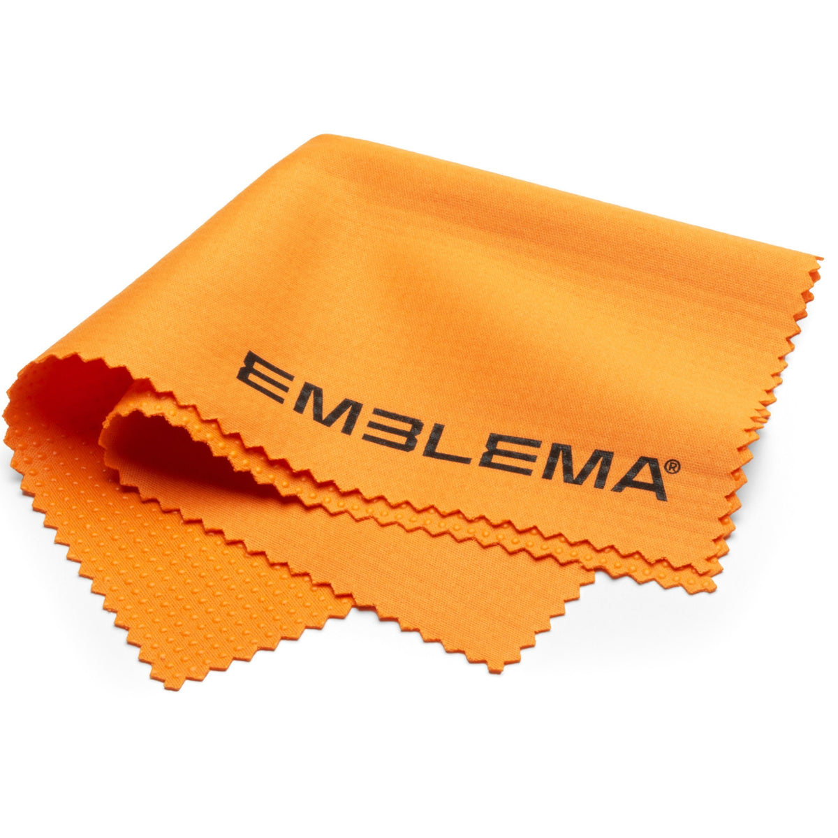 Dettaglio panno arancione fornito con astucci Emblema.