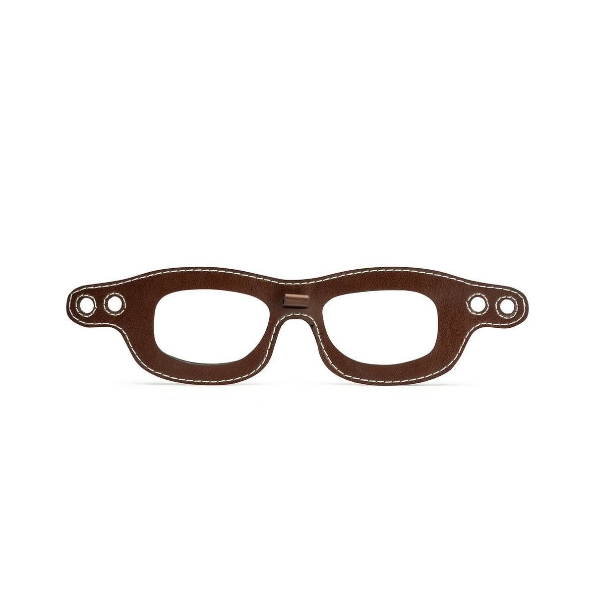 Mascherina Special Custom Castagno con cucitura bianca.
