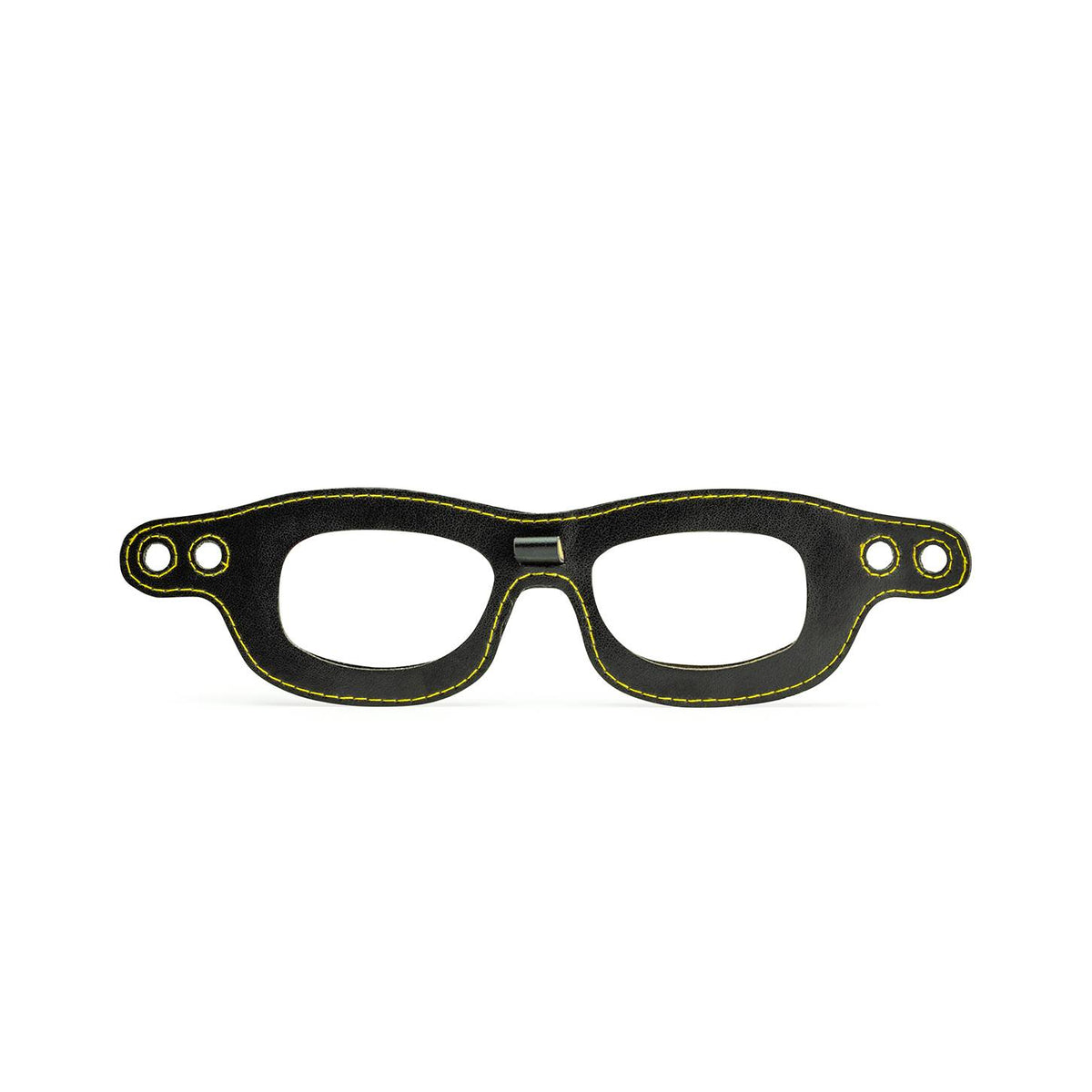 Mascherina Special Custom Nera con cucitura gialla.