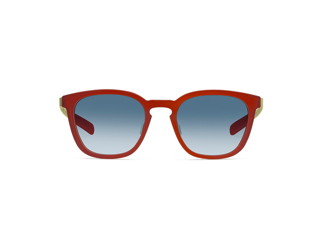 Dettaglio MyCity Panthos Rosso Oro Lente Blu Sfumata frontale