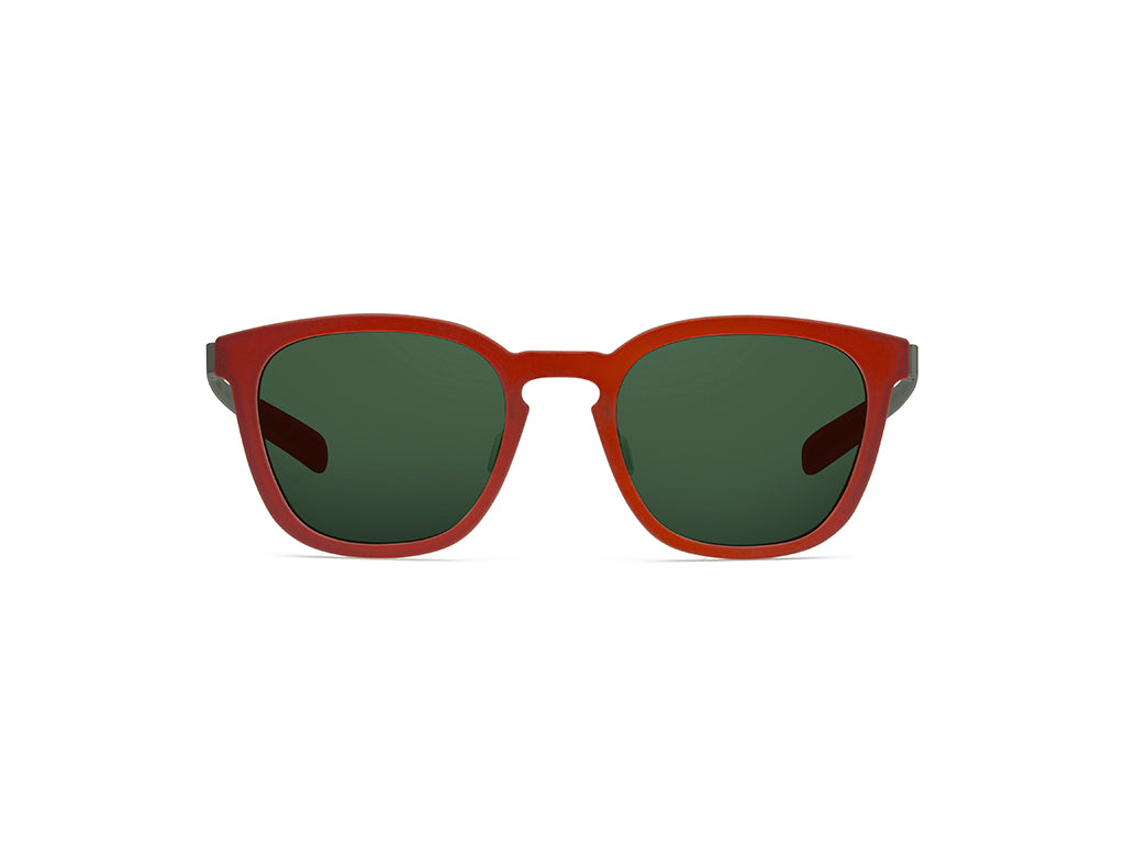 Dettaglio MyCity Panthos Rosso Rutenio Lente Verde frontale