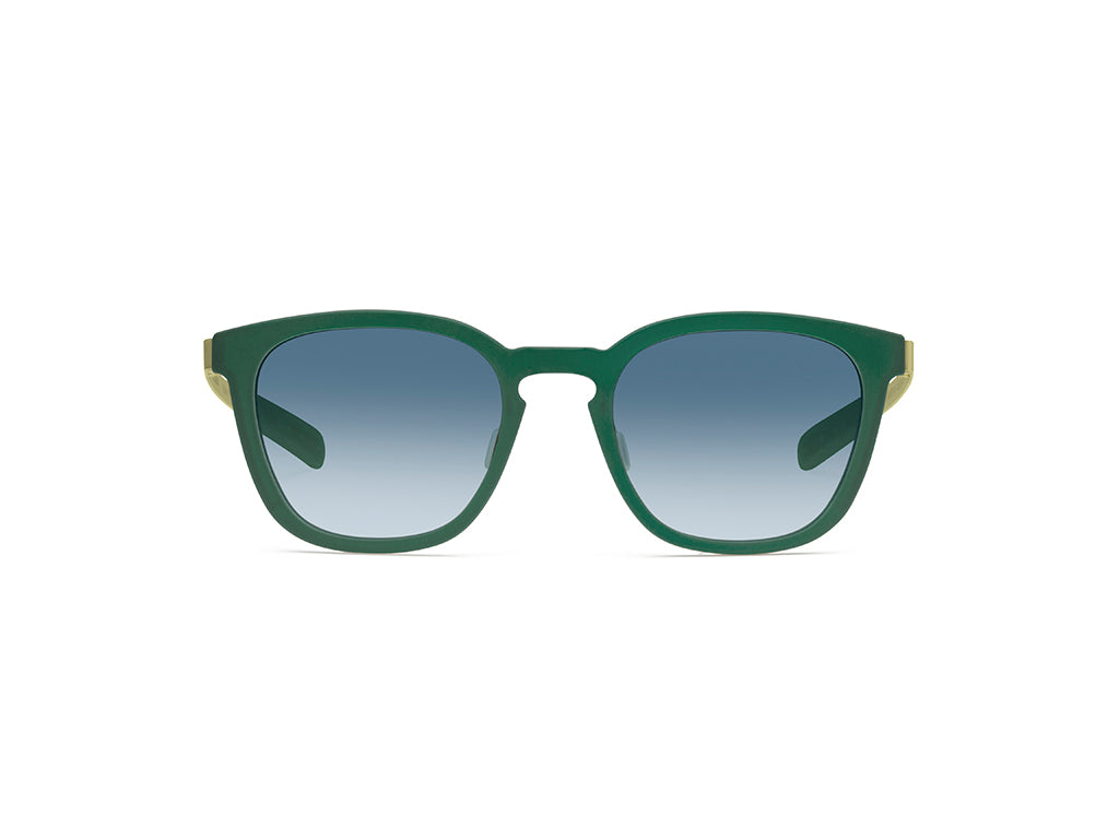 Dettaglio MyCity Panthos Verde Oro Lente Blu Sfumata frontale