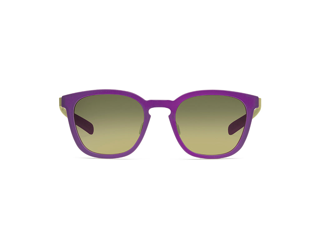 Dettaglio MyCity Panthos Viola Oro Lente Verde Sfumata frontale