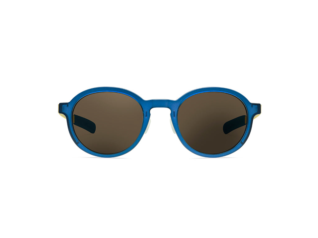 Dettaglio MyCity Arrotondato Blu Oro Lente Marrone frontale