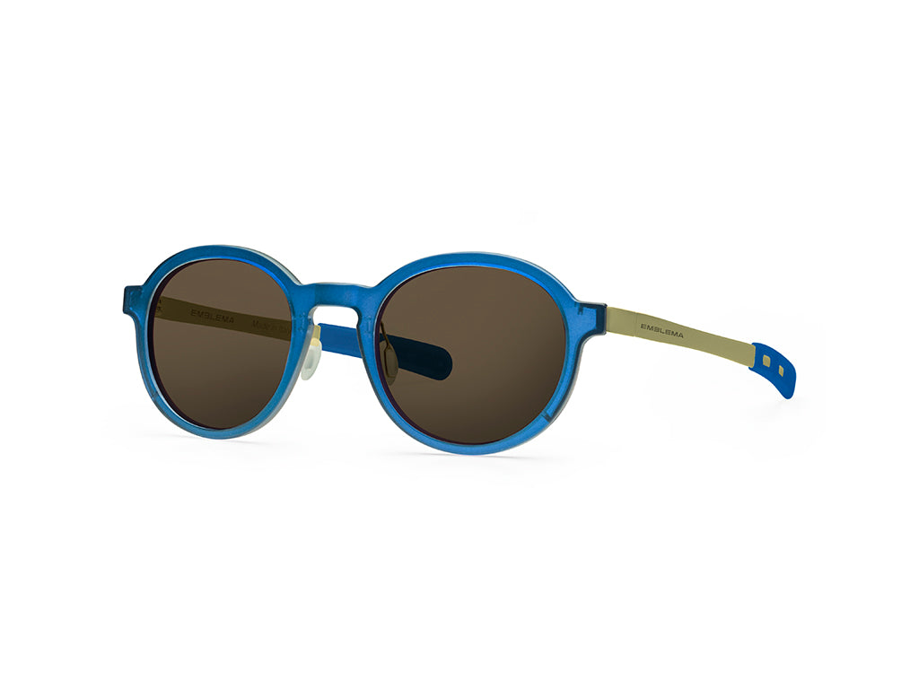 Dettaglio MyCity Arrotondato Blu Oro Lente Marrone laterale