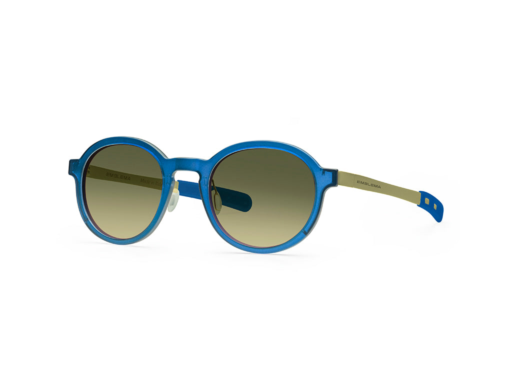 Dettaglio MyCity Arrotondato Blu Oro Lente Verde Sfumata laterale