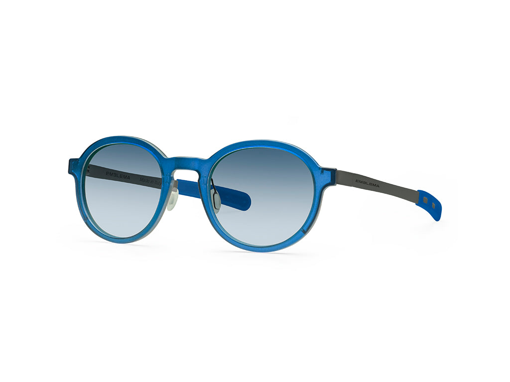 Dettaglio MyCity Arrotondato Blu Rutenio Lente Blu Sfumata laterale