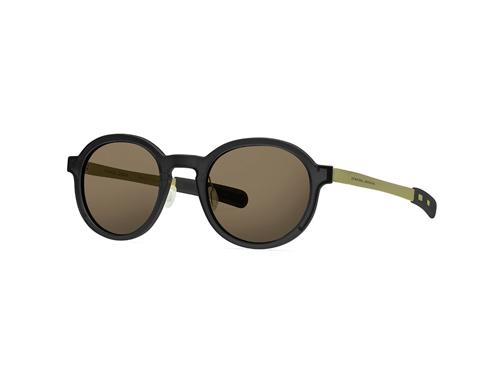 Dettaglio MyCity Arrotondato Nero Oro Lente Marrone laterale