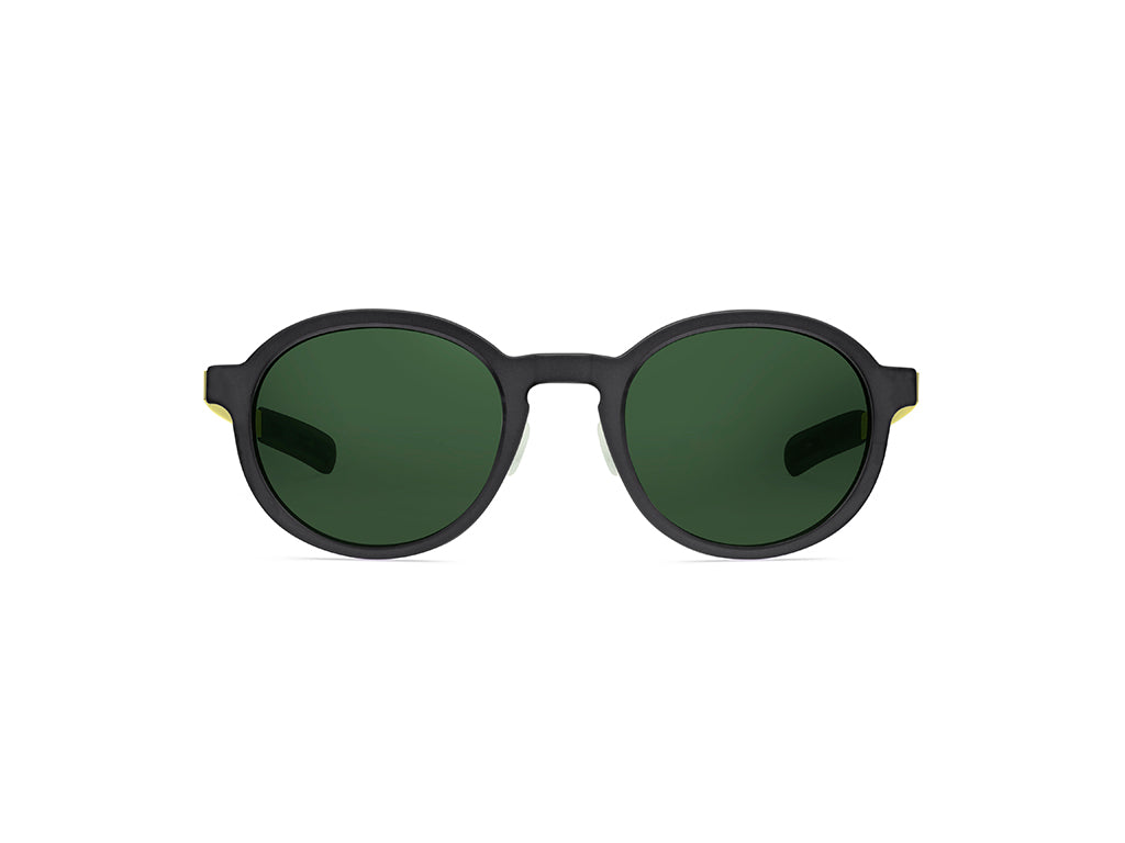 Dettaglio MyCity Arrotondato Nero Oro Lente Verde frontale