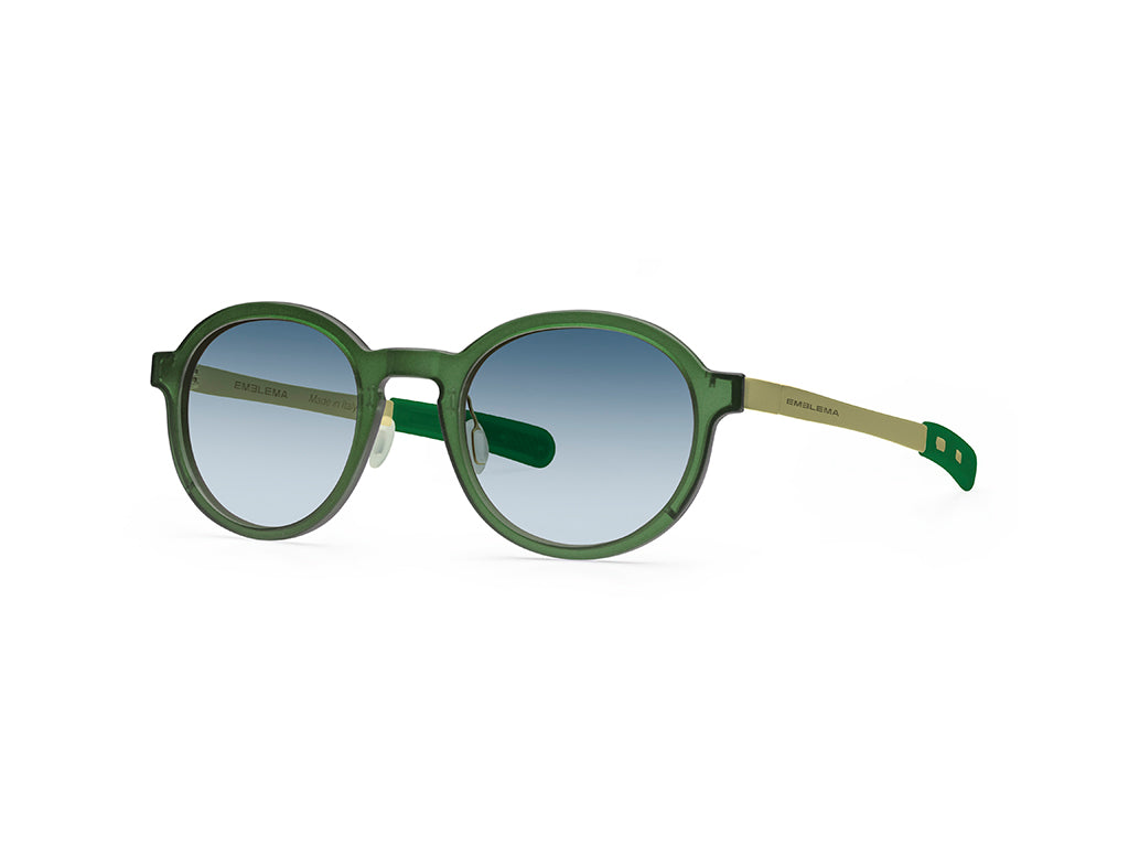 Dettaglio MyCity Arrotondato Verde Oro Lente Blu Sfumata laterale