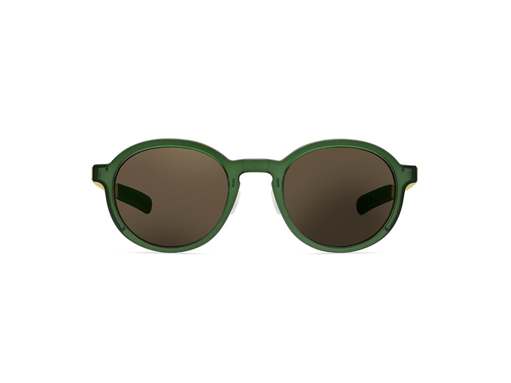 Dettaglio MyCity Arrotondato Verde Oro Lente Marrone frontale