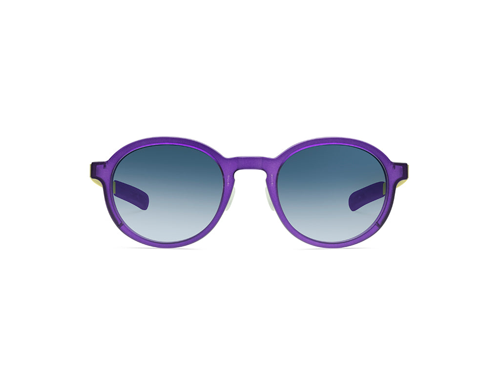 Dettaglio MyCity Arrotondato Viola Oro Lente Blu Sfumata frontale