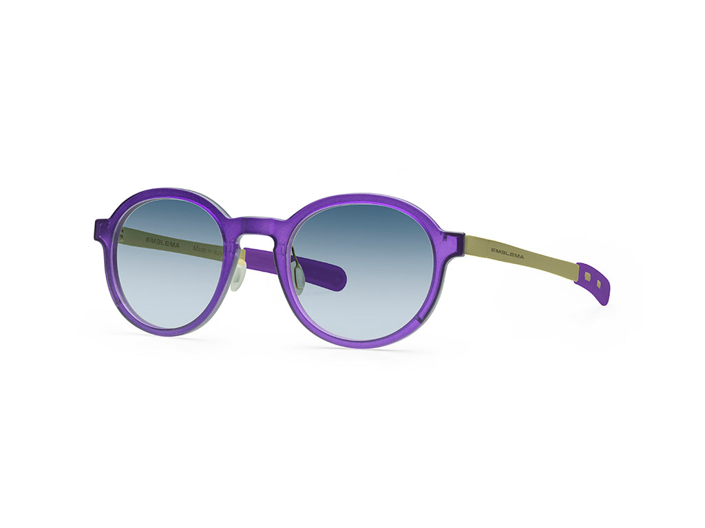 Dettaglio MyCity Arrotondato Viola Oro Lente Blu Sfumata laterale