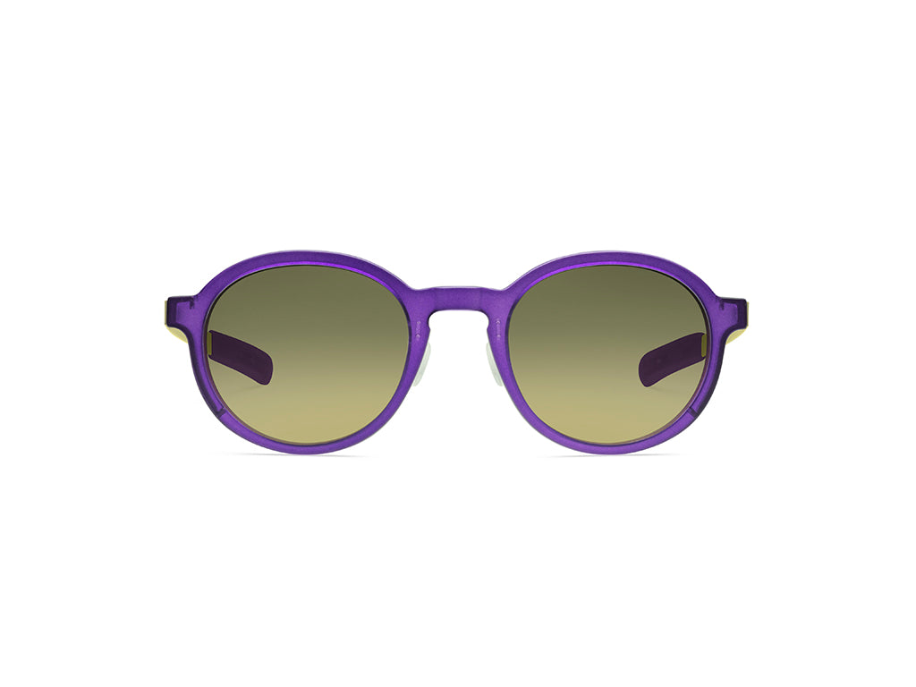 Dettaglio MyCity Arrotondato Viola Oro Lente Verde Sfumata frontale