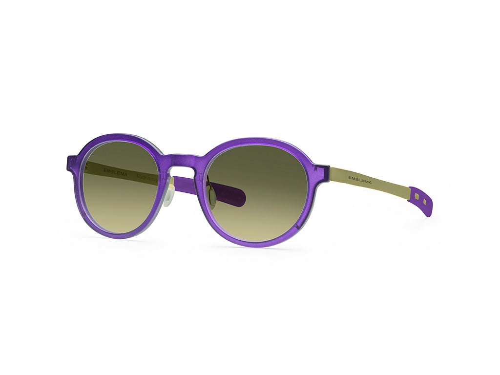 Dettaglio MyCity Arrotondato Viola Oro Lente Verde Sfumata laterale