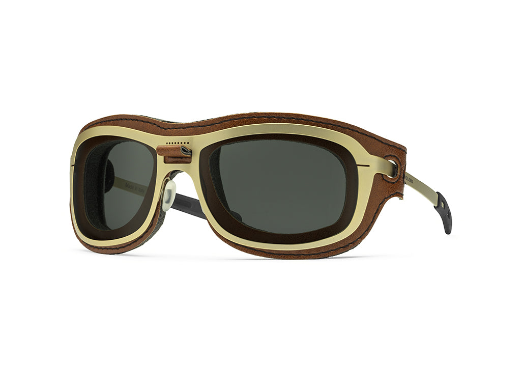 Dettaglio Special Custom Oro Lente Fumo mascherina Cognac laterale
