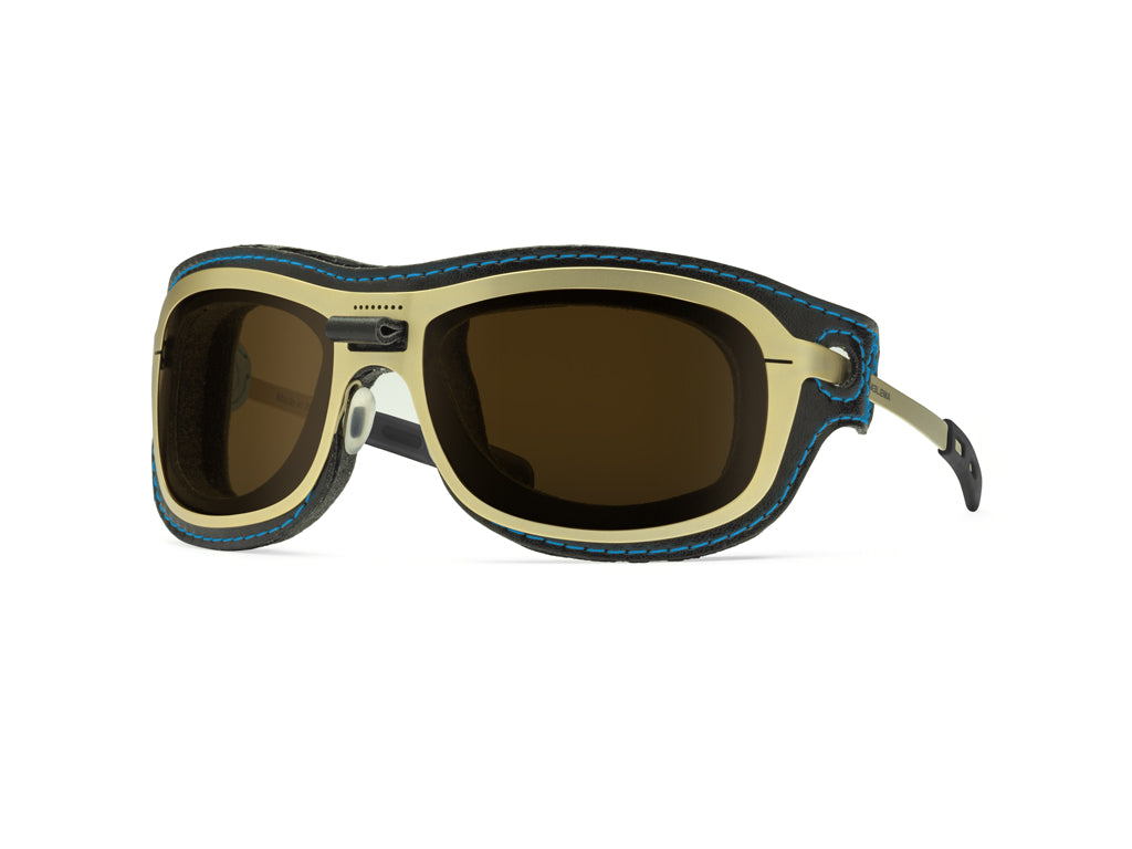 Dettaglio Special Custom Oro Lente Marrone mascherina Nero Blu laterale