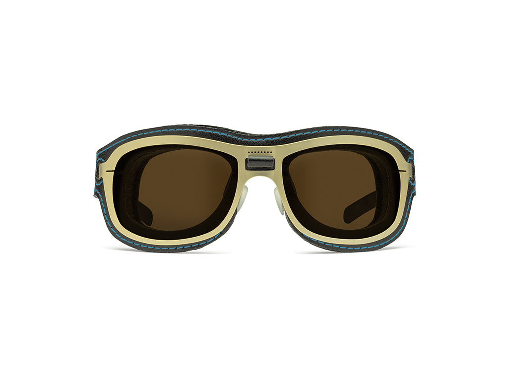 Dettaglio Special Custom Oro Lente Marrone mascherina Nero Blu frontale