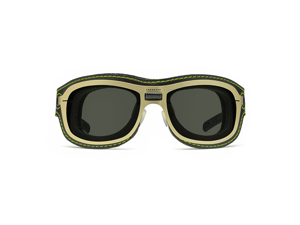 Dettaglio Special Custom Oro Lente Fumo mascherina Nero Verde frontale