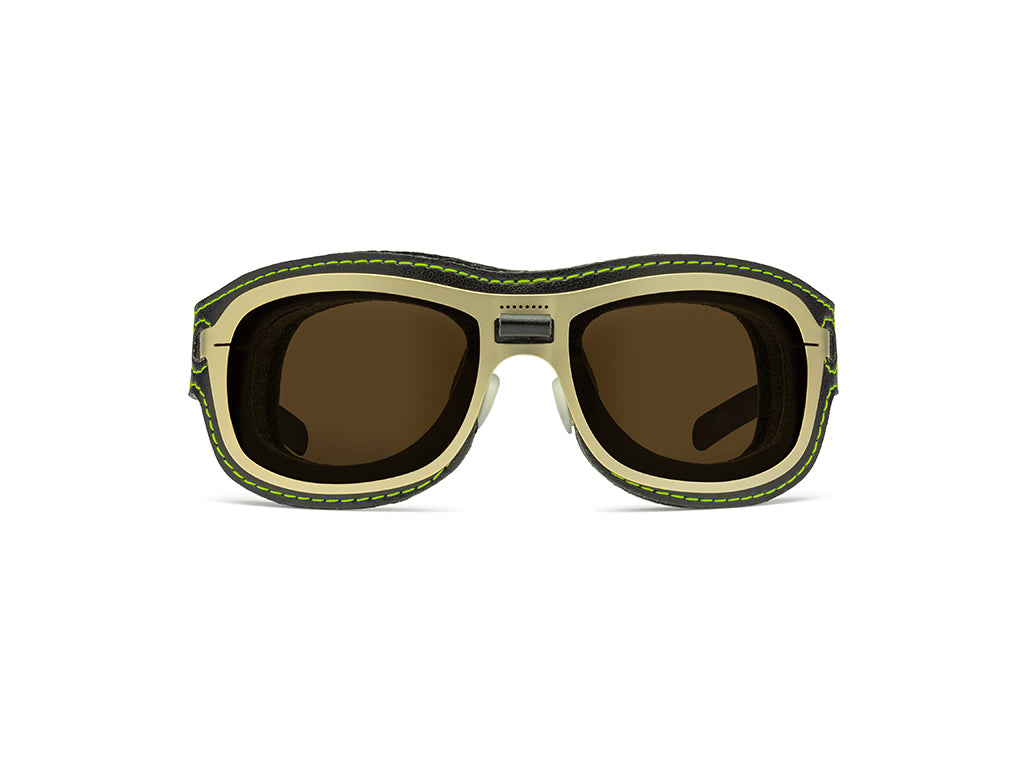 Dettaglio Special Custom Oro Lente Marrone mascherina Nero Verde frontale