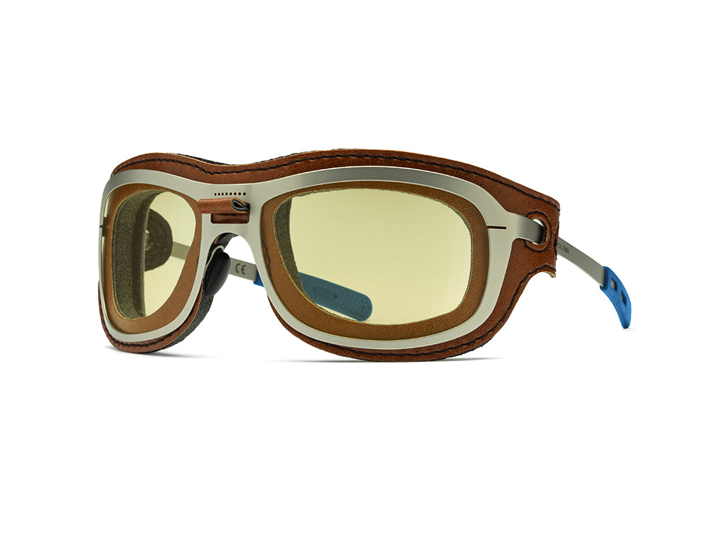 Dettaglio Special Custom Palladio Lente gialla mascherina cognac laterale