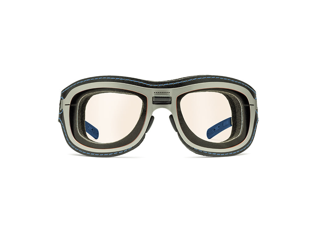 Dettaglio Special Custom Palladio Lente Ambra mascherina nero blu frontale