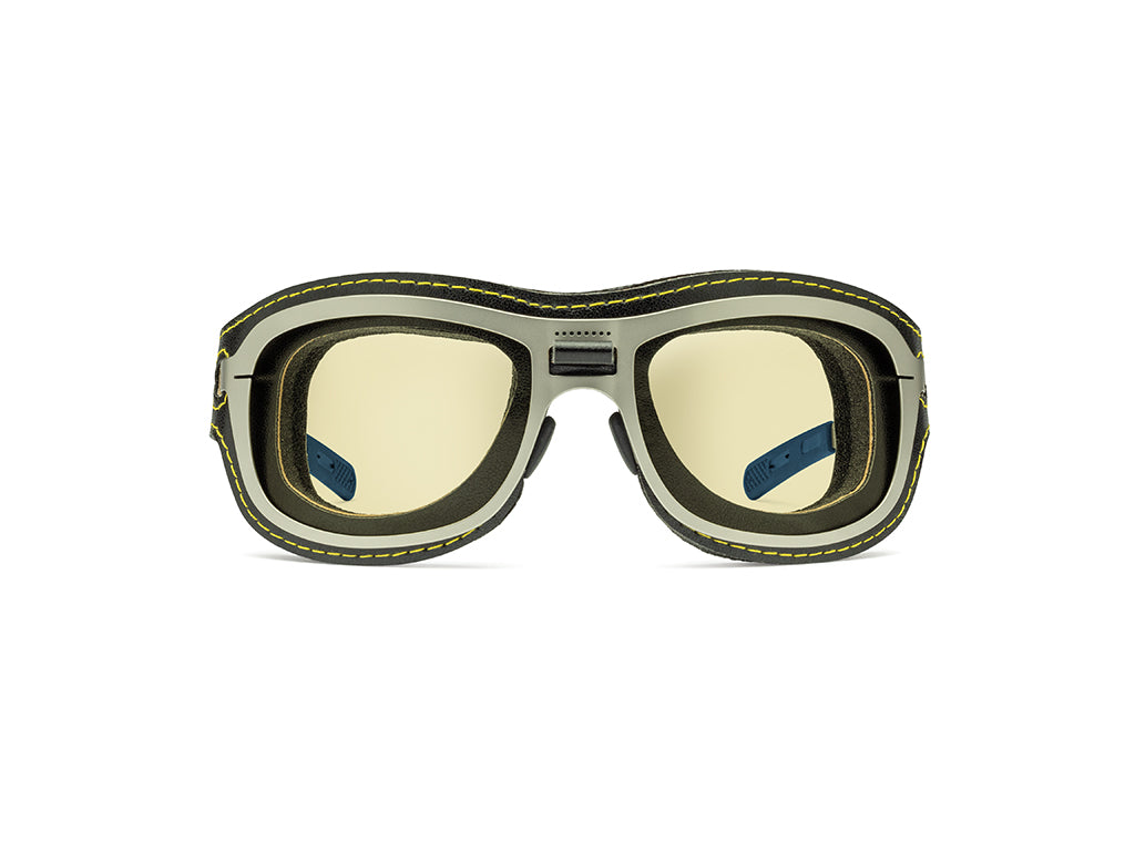Dettaglio Special Custom Palladio Lente gialla mascherina nero giallo frontale