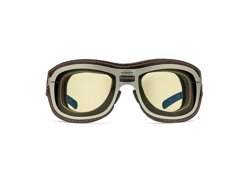 Dettaglio Special Custom Palladio Lente gialla mascherina nero rosso frontale