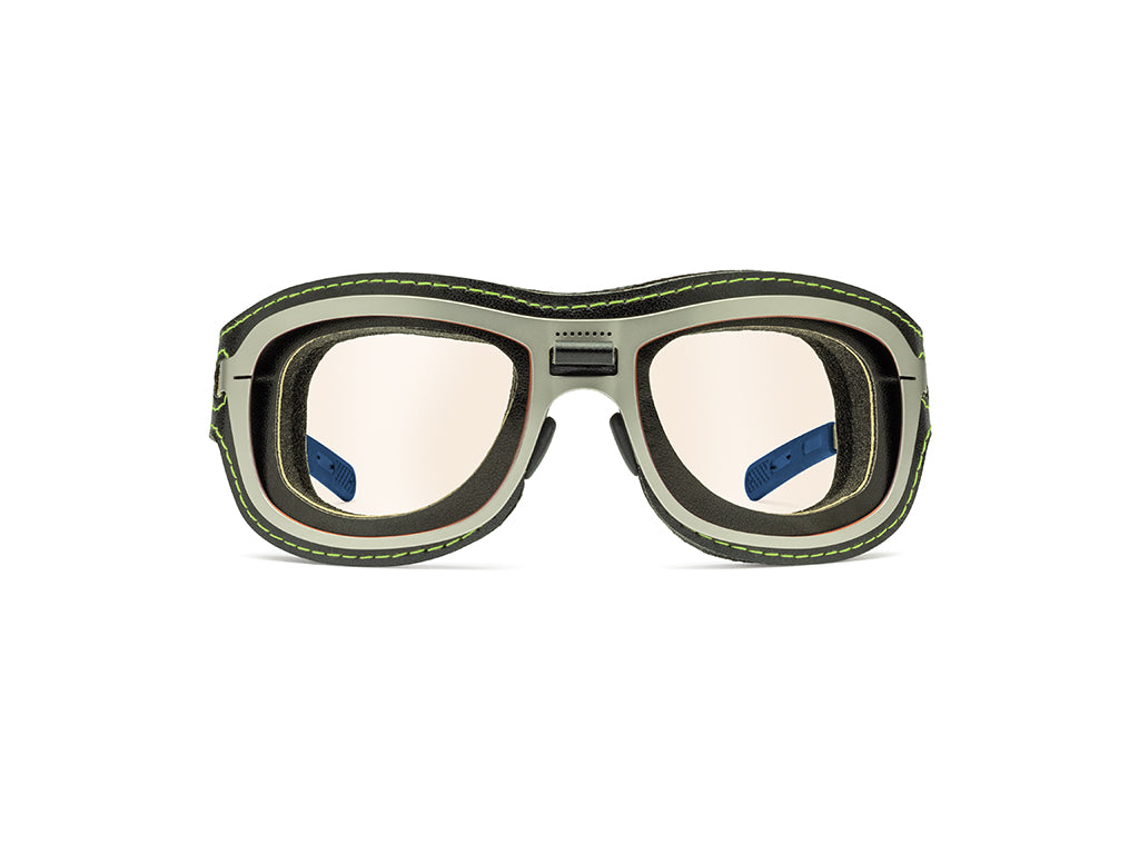 Dettaglio Special Custom Palladio Lente Ambra mascherina nero verde frontale