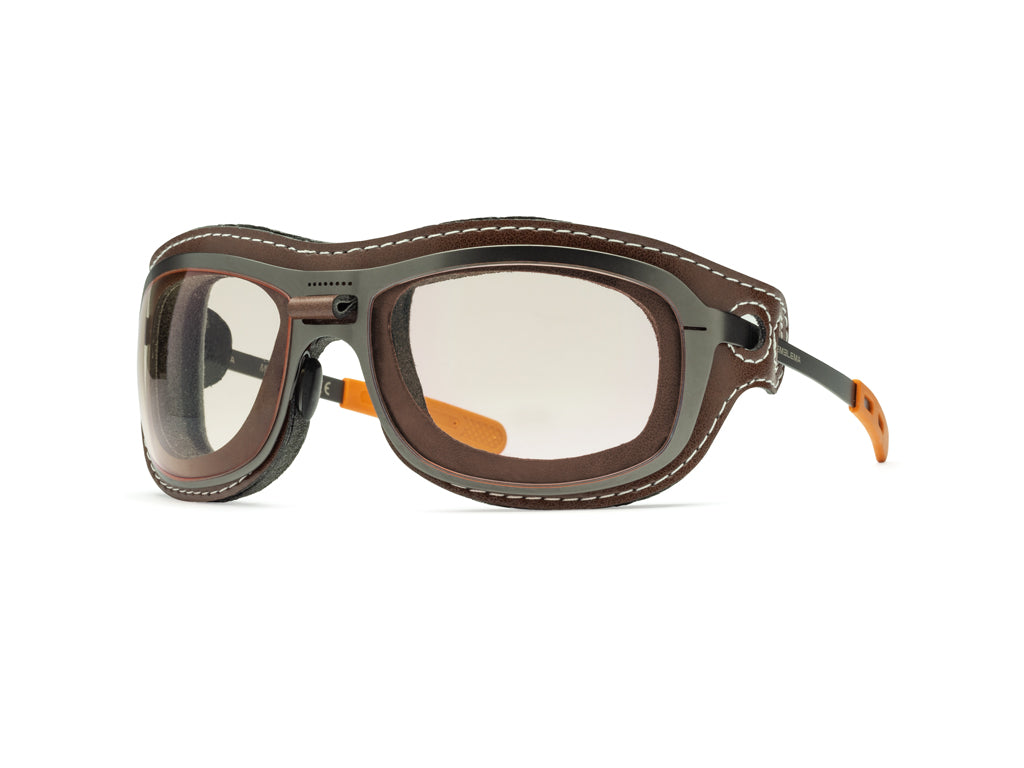 Dettaglio Special Custom Rutenio Lente Ambra mascherina Castagno laterale