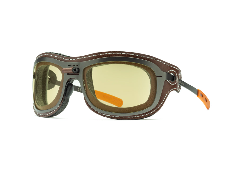 Dettaglio Special Custom Rutenio Lente Gialla mascherina Castagno laterale