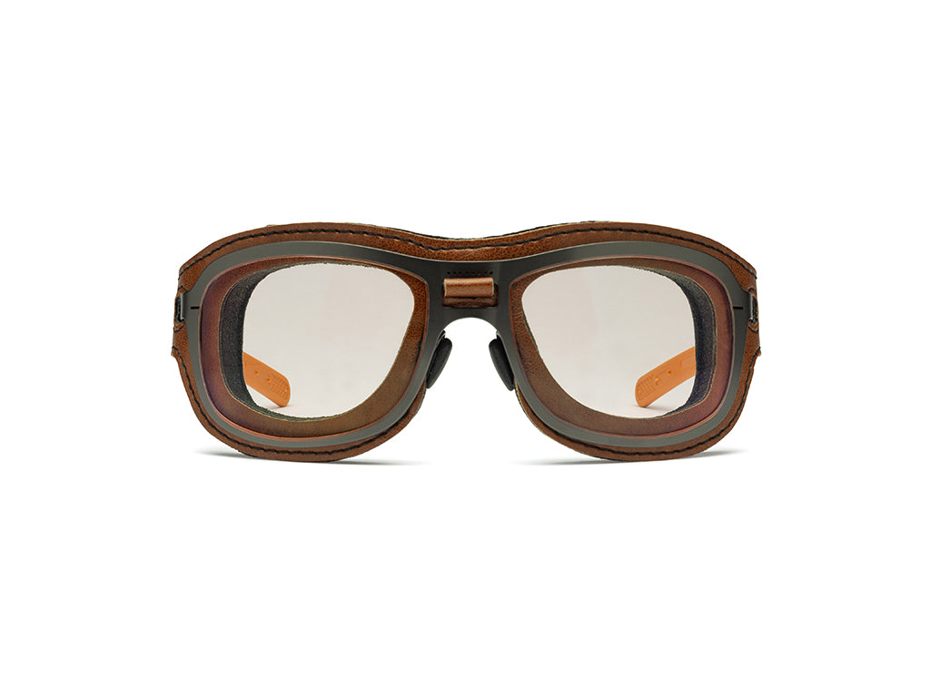 Dettaglio Special Custom Rutenio Lente Ambra mascherina Cognac frontale