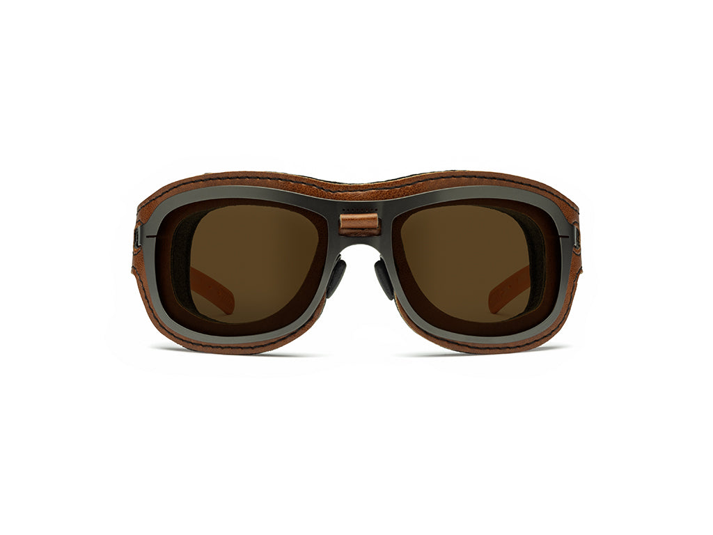 Dettaglio Special Custom Rutenio Lente Marrone mascherina Cognac frontale