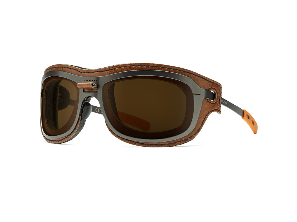 Dettaglio Special Custom Rutenio Lente Marrone mascherina Cognac laterale