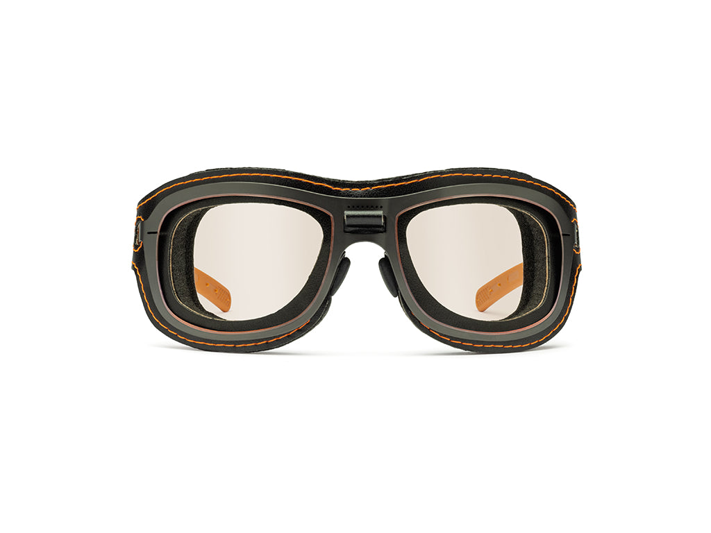Dettaglio Special Custom Rutenio Lente Ambra mascherina Nero Arancio frontale