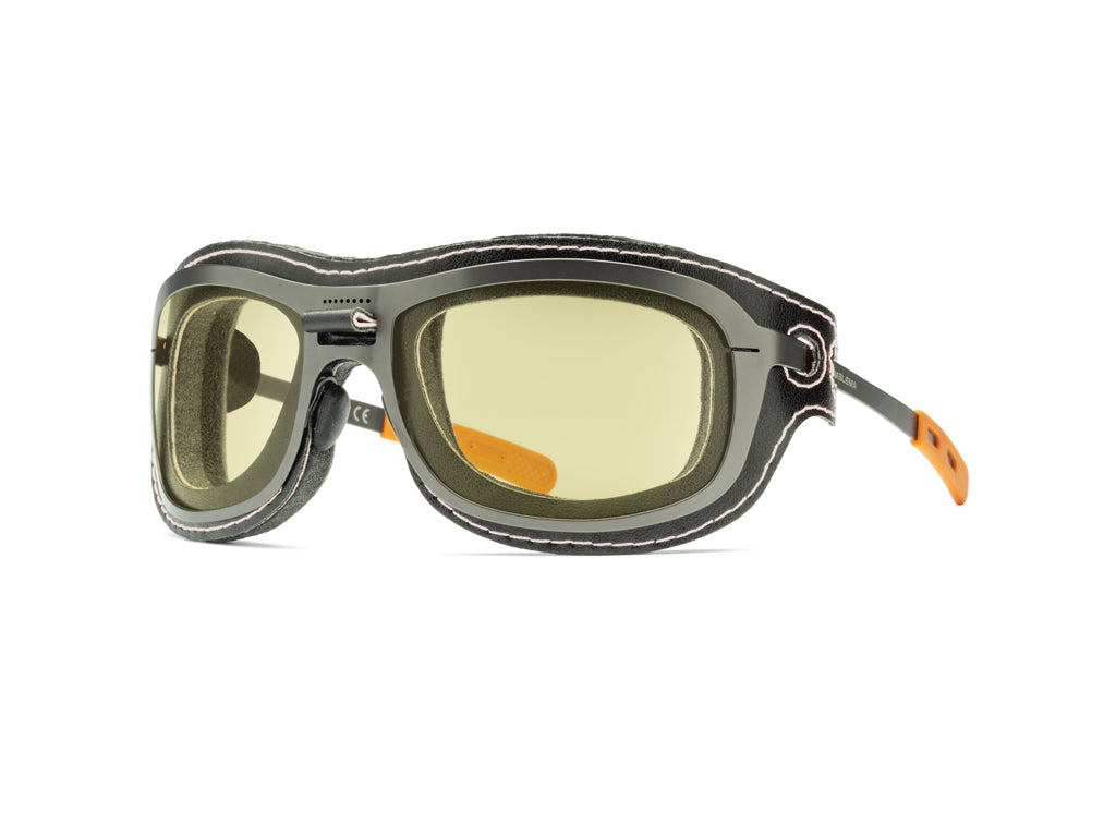 Dettaglio Special Custom Rutenio Lente Gialla mascherina Nero Bianco laterale