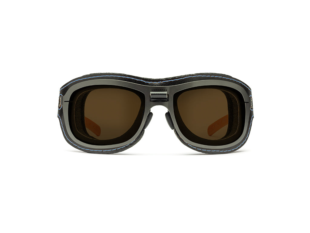 Dettaglio Special Custom Rutenio Lente Marrone mascherina Nero Blu frontale