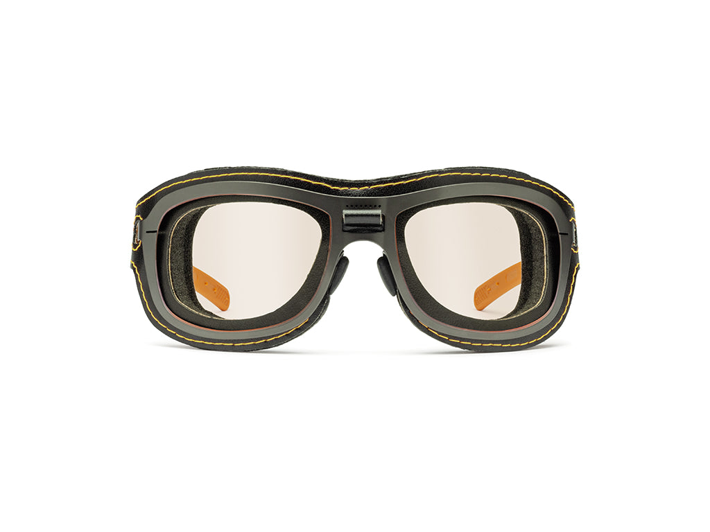 Dettaglio Special Custom Rutenio Lente Ambra mascherina Nero Giallo frontale