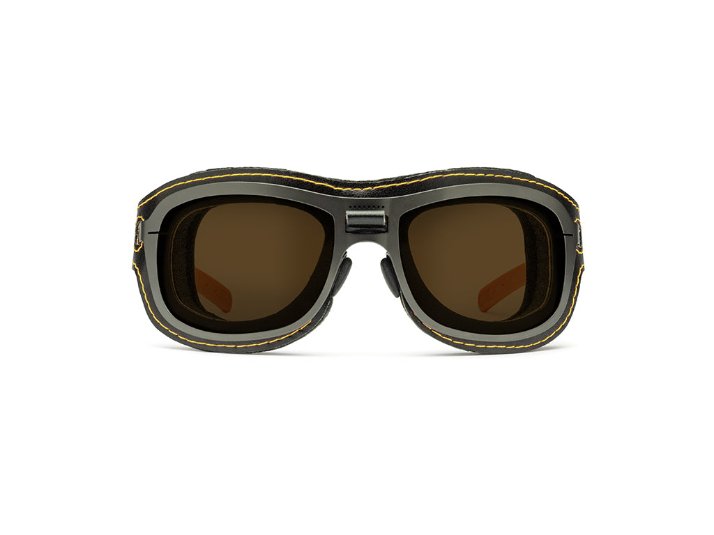 Dettaglio Special Custom Rutenio Lente Marrone mascherina Nero Giallo frontale