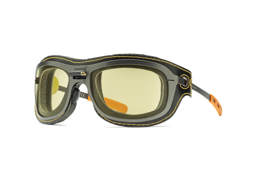 Dettaglio Special Custom Rutenio Lente Gialla mascherina Nero Giallo laterale