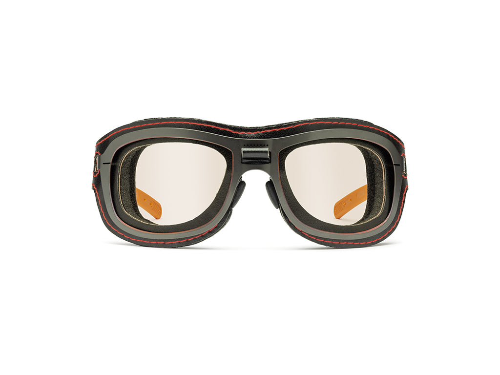 Dettaglio Special Custom Rutenio Lente Ambra mascherina Nero Rosso frontale