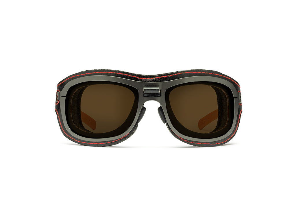 Dettaglio Special Custom Rutenio Lente Marrone mascherina Nero Rosso frontale