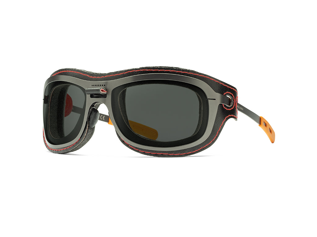 Dettaglio Special Custom Rutenio Lente Fumo mascherina Nero Rosso laterale