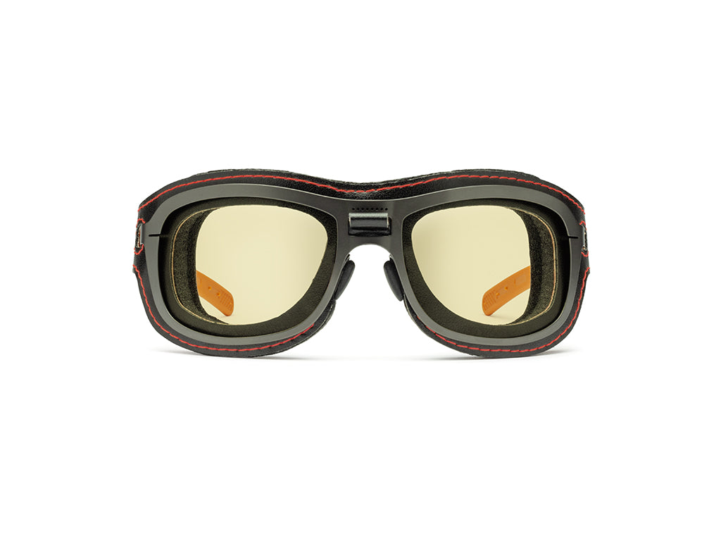 Dettaglio Special Custom Rutenio Lente Gialla mascherina Nero Rosso frontale